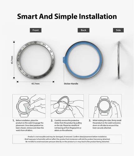 Vista 9 de Ringke Estilo De Bisel Compatible Con OnePlus Watch Adhesivo Marco Anillo Cubierta Anti Scratch [Acero Inoxidable] Protección Para OnePlus Watch