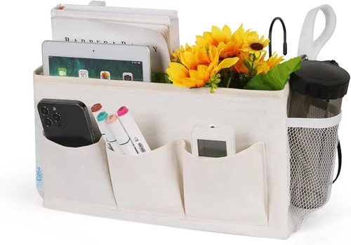Vista 16 de Organizador de Almacenamiento para Mesita de Noche/Bolsa de Almacenamiento Colgante para Mesita de Noche para Cabeceros, Literas, Dormitorios, Negro