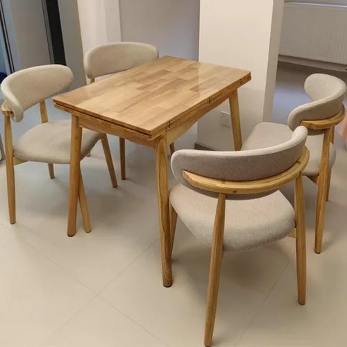 Vista 8 de YVYKFZD Juego de sillas de comedor, sillas de cocina de madera maciza, silla de comedor tapizada con respaldo curvo, silla de sala de estar sin Gris