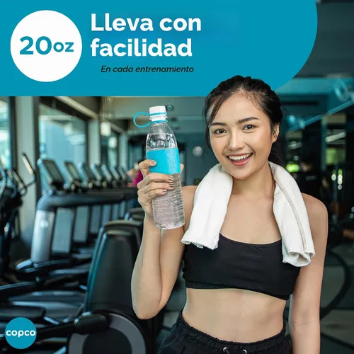 Vista 6 de Copco Hydra - Botella de agua de Tritan de 20 onzas con tapa resistente a derrames y funda antideslizante, sin BPA, apta para lavavajillas, cabe