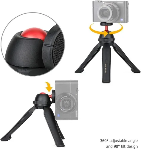 Vista 3 de Mini trípode para cámara, trípode de mesa de video de mano con cabezal de bola de 360° para Sony ZV-1 RX100VII RX100 VI RX100V A7C A6100 A6300 A6400