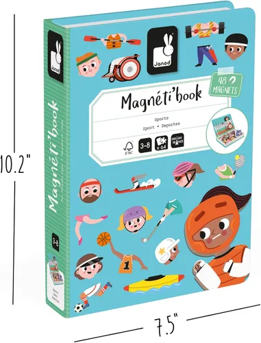 Vista 8 de Janod - Juego educativo Magnéti'Book Deportes - 48 imanes + 16 tarjetas modelo - Juego creativo - Mejora las habilidades de observación - Portátil