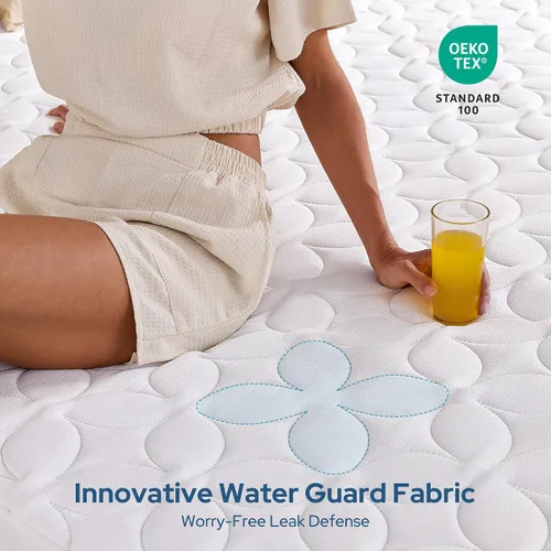 Vista 2 de BEDLORE Protector de colchón impermeable Queen, protector de colchón suave Blanco