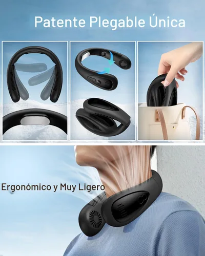 Vista 7 de Aire acondicionado de cuello, ventilador de cuello portátil con placa de Negro