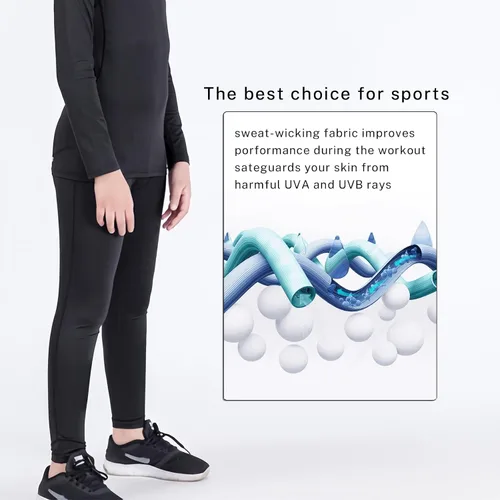 Vista 3 de Paquete de 1234 leggings de compresión para niños y jóvenes, pantalones deportivos para baloncesto, correr, hockey, Jiu Jitsu