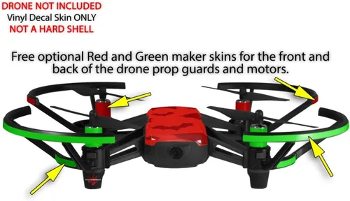 Vista 3 de Skin Wrap 2 Pack para DJI Ryze Tello Drone Deathrock murciélagos rojo Drone No Incluidas