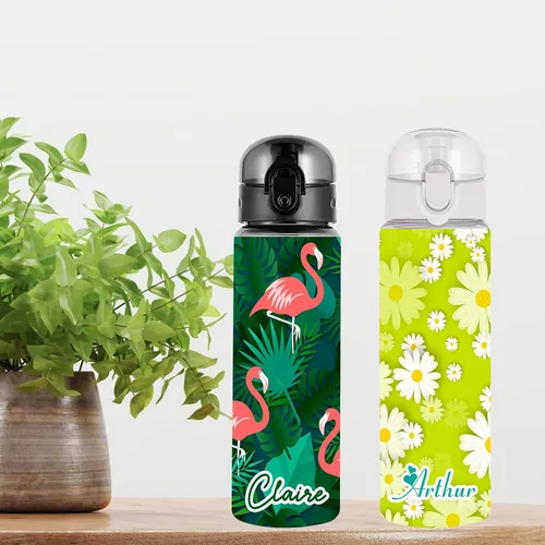 Vista 7 de Botellas de agua personalizadas con tapa, botella personalizada de 26 onzas con nombre, botellas de agua de plástico personalizadas, a prueba