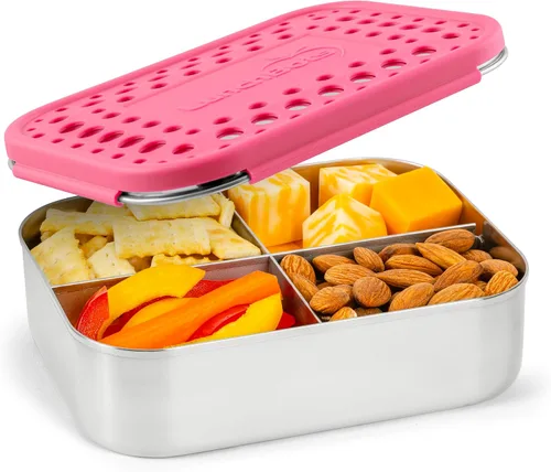 Vista 20 de LunchBots Medium Uno - Recipiente para sándwiches de acero inoxidable, diseño abierto para envolturas, ensaladas o una comida pequeña, ecológico