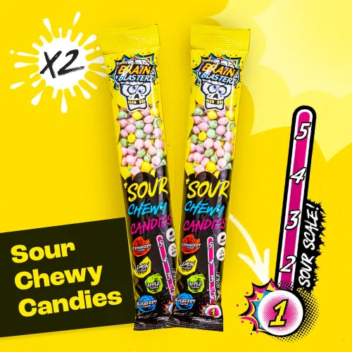 Vista 6 de Brain Blasterz Paquete variado de caramelos súper ácidos MEGA, caja de caramelos ácidos con 22 piezas, caramelos navideños, paquete variado