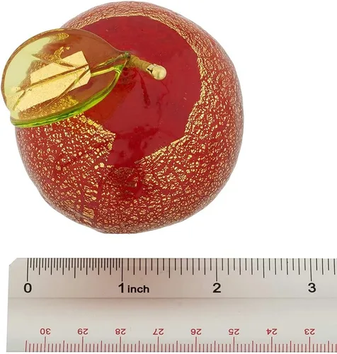 Vista 4 de Glass Of Venice Cristal de Murano, fruta naranja italiana, 2-1/2 pulgadas de alto. Figura coleccionable de cítricos rojos y dorados para cocina