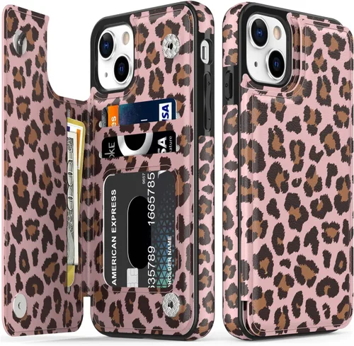 Vista 229 de LETO para iPhone 15 Pro Funda tipo cartera - Tapa tipo folio con patada - Diseños de moda - Tarjetero - Funda protectora para mujeres y niñas - 6.1
