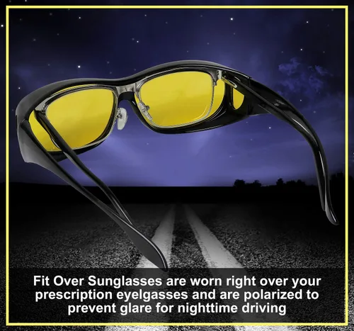 Vista 6 de Success Eyewear Gafas de conducción nocturna antirreflejos, visión nocturna, tinte amarillo, reducción de deslumbramiento, ajuste sobre gafas de sol