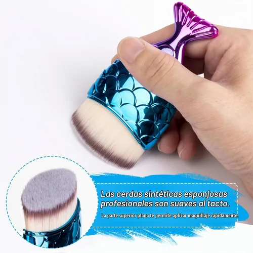 Vista 3 de UNIMEIX Cepillo de protección solar para rostro Kabuki Brush Aplicador de protector solar para niños, brochas de maquillaje para base líquida