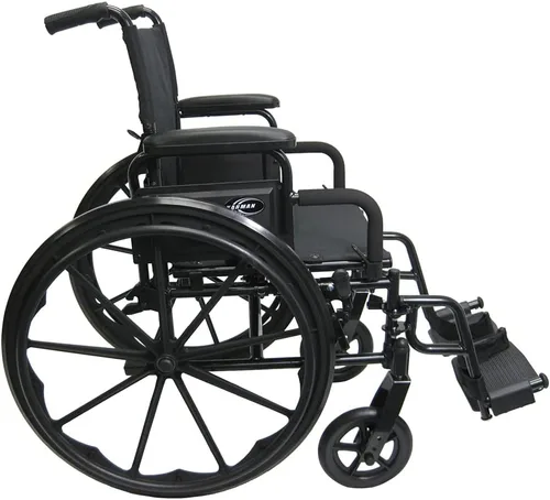 Vista 3 de Karman Healthcare 802-DY Silla de ruedas ultraligera de 30 libras con reposapiés extraíble en negro, asiento de 18 x 16 pulgadas