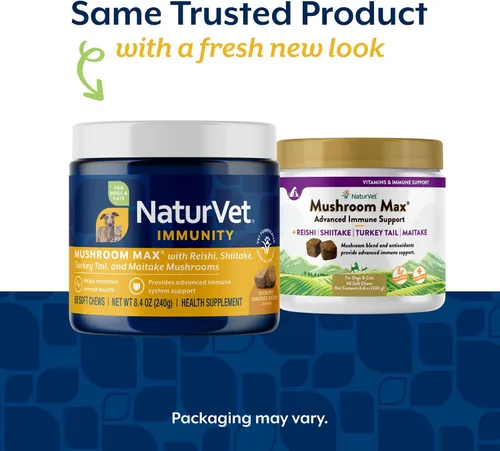 Vista 2 de NaturVet Mushroom Max - Suplemento avanzado para perros de apoyo inmunológico – Ayuda a fortalecer la inmunidad, la salud general de los perros