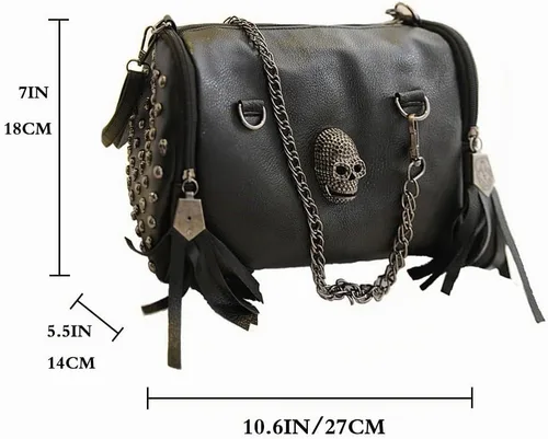 Vista 4 de Fivelove - Bolso de hombro con asa superior para mujer, con remache, tamaño mediano, bolso de mano Kulou