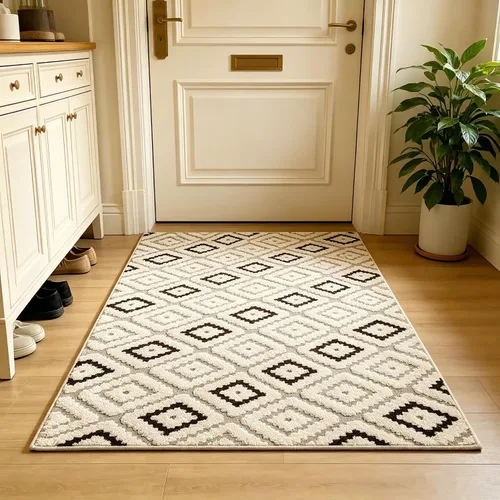 Vista 43 de UKELER Tapete antideslizante para puerta, alfombras de acento modernas para entrada, estilo romántico campestre americano, alfombras de algodón