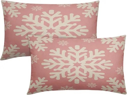 Vista 40 de Fundas de almohada decorativas de Navidad negras 40x40 cm con copos de nieve blancos de Navidad, juego de 2, temática rústica de invierno