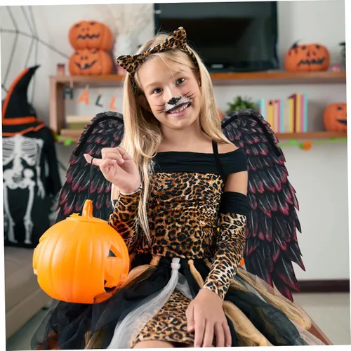 Vista 5 de Alas de ángel impresas en 3D, alas plegables, tela no tejida, para adultos, niños, alas negras con banda elástica para Halloween, carnaval