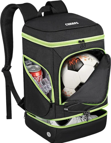 Vista 10 de Mochila de fútbol, bolsa de fútbol con soporte para pelotas, incluye zapatos de tacos separados y compartimento para bolas, bolsas