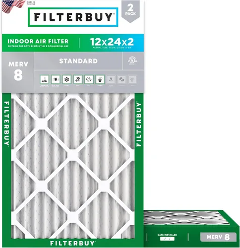 Vista 52 de Filterbuy Filtro de aire MERV 8 de 8 x 14 x 1 pulgadas para defensa contra el polvo y las alergias (paquete de 2), filtros electrostáticos plisados