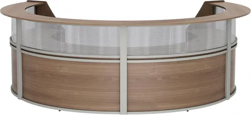 Vista 14 de Linea Italia Oficina curvada, transparente, fácil de montar, mostrador de recepción de 3 paneles para vestíbulo, salón, 142 x 71 pulgadas