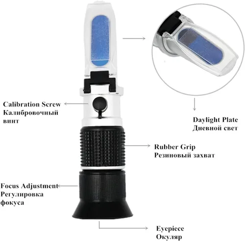 Vista 2 de 0-90% Refractómetro de azúcar Brix Refratometer para contenido de alimentos Líquidos de jugo de frutas Herramienta de medición ATC