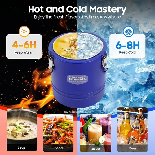 Vista 3 de DYNAMI Contenedor de comida aislado 3.8Gal/15.2Qt, contenedor de transporte Azul