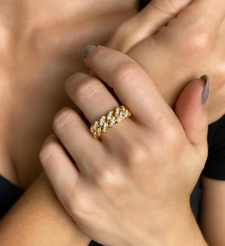 Vista 3 de Tanyoyo Anillos de cadena de eslabones cubanos de banda ancha de 0.276 in para mujeres y niñas, regalo del día de la madre