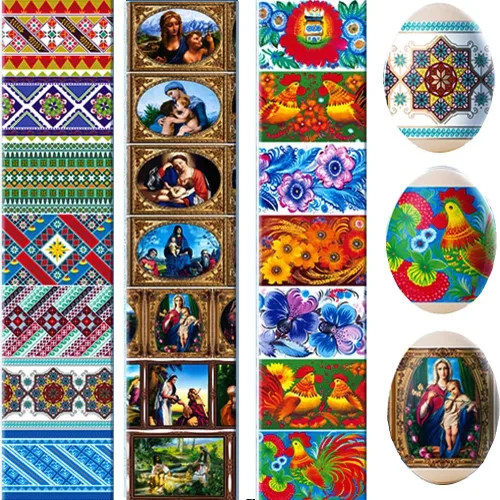 Vista 8 de Lote 3 Ucrania Termoencogible Manga Decoración Huevo de Pascua Envolturas Pysanka Set - para 21 Huevos de Pascua (juego # 1)