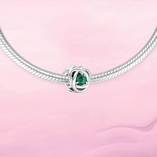 Vista 2 de VALGACLS Dijes de plata de ley 925 con forma de corazón para pulsera, collar, feliz cumpleaños, dije de círculo de eternidad para mujeres y niñas