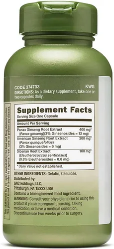 Vista 2 de GNC Suplemento de triple ginsa Herbal Plus, apoya la vitalidad, 100 porciones