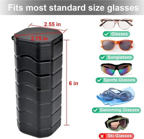 Vista 3 de Funda rígida para lentes de sol, resistente y resistente, resistente al polvo y a los arañazos, funda táctica para lentes compatible con gafas Costa