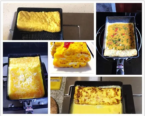 Vista 4 de LI-GELISI Tamagoyaki - Sartén japonesa para tortilla, revestimiento antiadherente anodizado duro, acero al carbono, 12.6 x 5.2 x 1.8 pulgadas, Negro