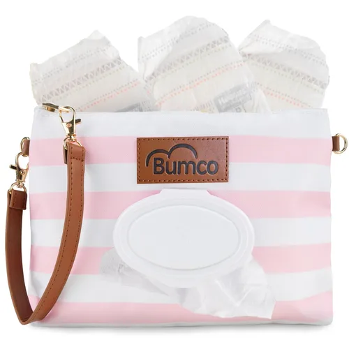 Vista 16 de Bumco - Bolsa de mano para pañales – Dispensador de toallitas portátil y soporte para pañales, estuche hermético de viaje para toallitas para bebés