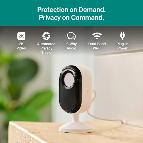 Vista 5 de Arlo Essential - Cámara de seguridad para interiores 2K (3ª generación, lanzamiento 2025) - Alimentación enchufable con cable, reconocimiento