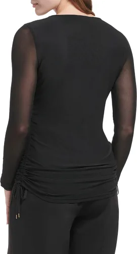 Vista 3 de Calvin Klein Blusa de manga larga elástica con laterales fruncidos para mujer