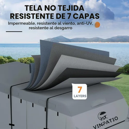 Vista 2 de VINPATIO - Cubierta resistente para cámpers/caravanas/remolques/toy hauler de 20 a 22 pies, de 7 capas, con protección para gato de lengüeta