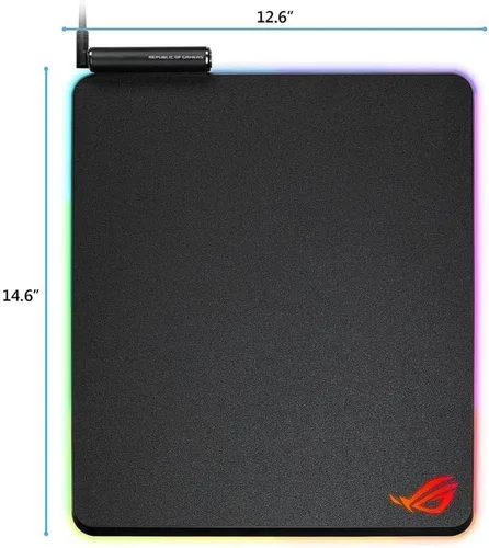 Vista 2 de ASUS ROG Balteus - Alfombrilla de mouse RGB para juegos - Puerto USB Iluminación RGB Aura Sync Superficie dura microtexturizada optimizada