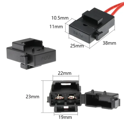 Vista 7 de 32V Acc Standard Size Car Fuse Holder 16AWG Non-Destructive Fuse Box Blade Fuse Extension Cord 1Pcs(10A)