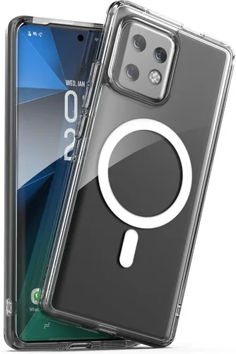 Vista 8 de Funda magnética para Motorola Edge Plus 2023, compatible con MagSafe, carga y accesorios de teléfono (Moto Edge + 2023), transparente