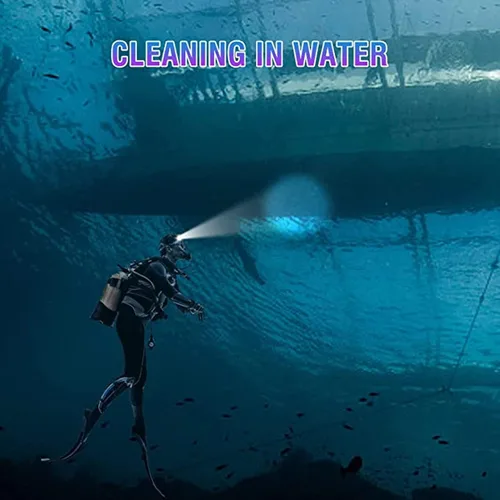 Vista 3 de Linterna frontal LED recargable, 5000 lúmenes, luz LED brillante para buceo, con 5 modos de luz, IPX8 de rotación de 180°, linterna submarina