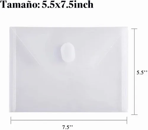 Vista 4 de PLESIU Tatane - Paquete de 12 sobres pequeños de plástico transparente con cierre de gancho y bucle, sobre de 5 x 7 pulgadas para recibo/cheque