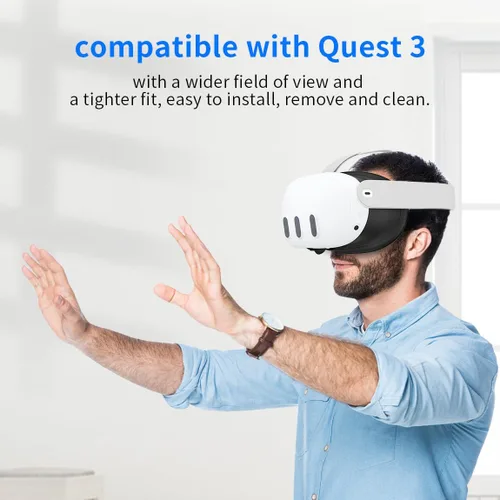 Vista 6 de RGEEK VR Face Pad Compatible with Quest 3 Accessories, Sweatproof Silicone Face Cover for Quest 3, Washable Lightproof Anti-Leakage Face Cushion