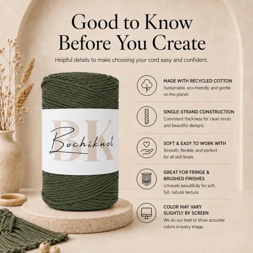 Vista 7 de BOCHIKNOT Cordón de macramé de 3 mm x 302 m - Cordón de macramé de hebra única para colgantes de pared, perchas de plantas - Cordón de macramé de 3