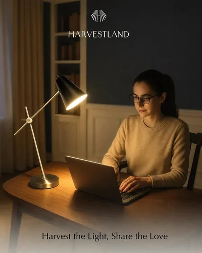 Vista 7 de Lámpara de escritorio HarvestLand HaloBar de latón para el hogar y la oficina – Lámpara de mesa industrial negra con base sólida para oficina
