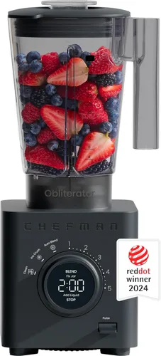 Vista 14 de Chefman Obliterator - Licuadora de encimera de 48 onzas para batidos, motor de 1380W para triturar hielo, nueces y fruta congelada con cuchilla