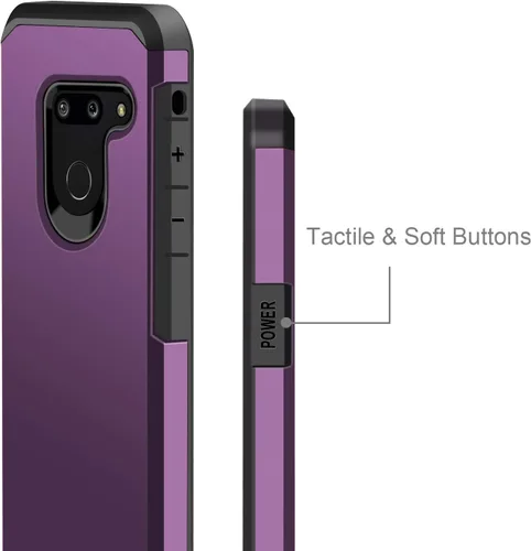 Vista 5 de J&D Carcasa resistente de doble capa a prueba de golpes para LG G8 ThinQ/G8, no para LG G8S ThinQ, color morado