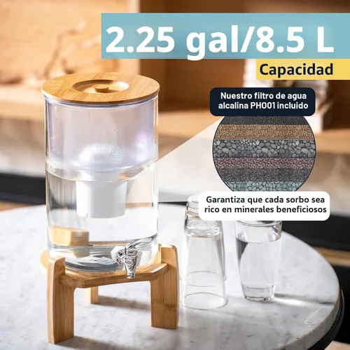 Vista 7 de Invigorated Water Sistema de filtro de dispensador de agua alcalina de vidrio pH Recharge, jarra purificadora de encimera para el hogar y la oficina