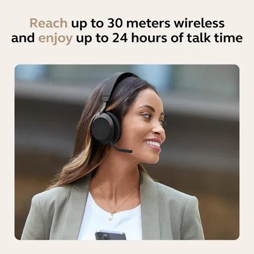 Vista 7 de Auriculares inalámbricos Jabra Evolve2 75 para PC con tecnología de 8 micrófonos - Auriculares estéreo de espuma dual con cancelación activa